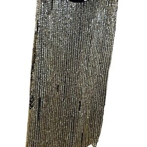 WOMENS VINTAGE GOLD 100% SILK SEQUIN SKIRT‎